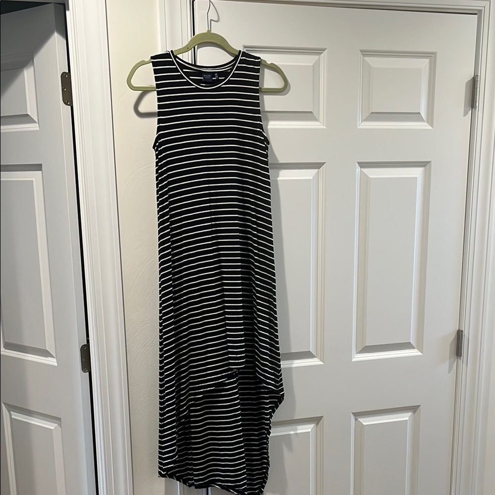 Striped Black and White Sleeveless Dress